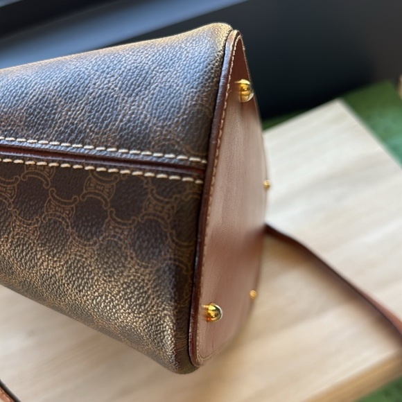 Celine Macadam Brown Coated Canvas & Leather Handbag With Adjustable Strap - Picture 15 of 16